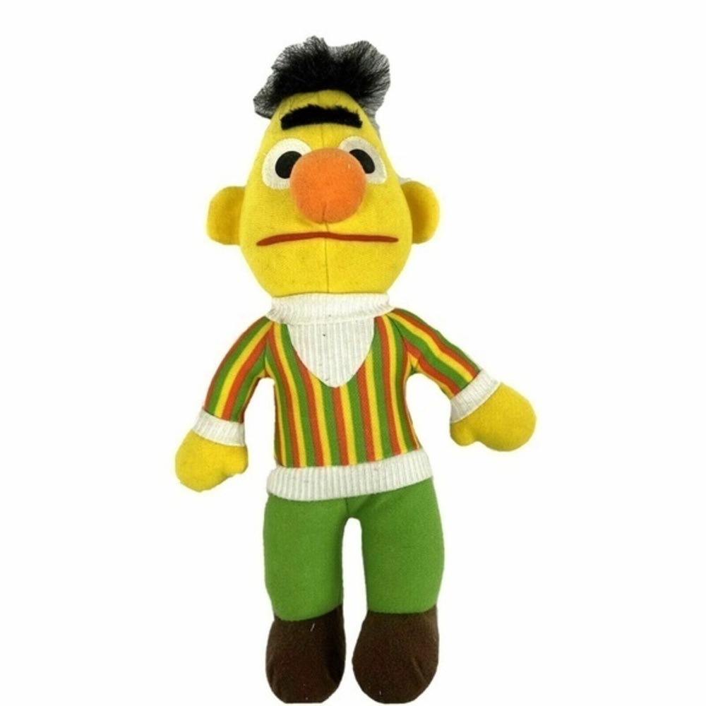 Vintage Sesame Street Hasbro softies Bert Burt Stuffed Animal Plush Toy Size 11"